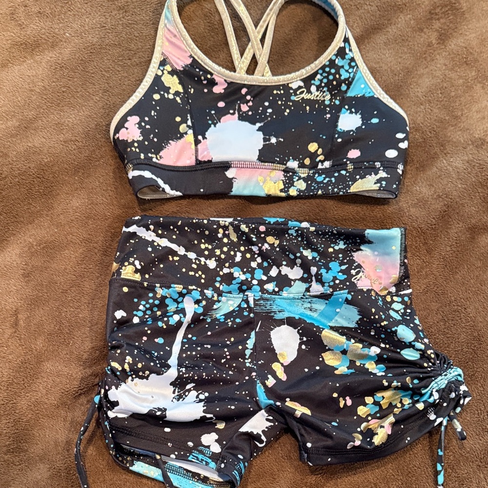 Justice Black and Multicolor Kids Matching Set